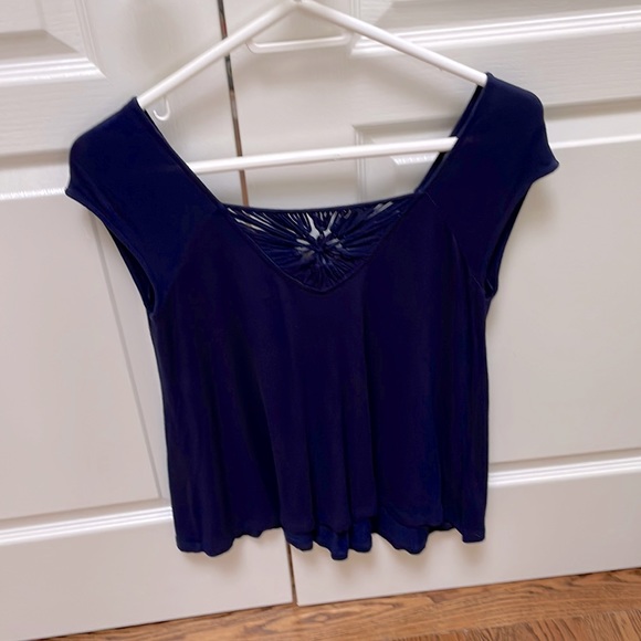Anthropologie Vanessa Virgini Navy Boho Top - Picture 1 of 5